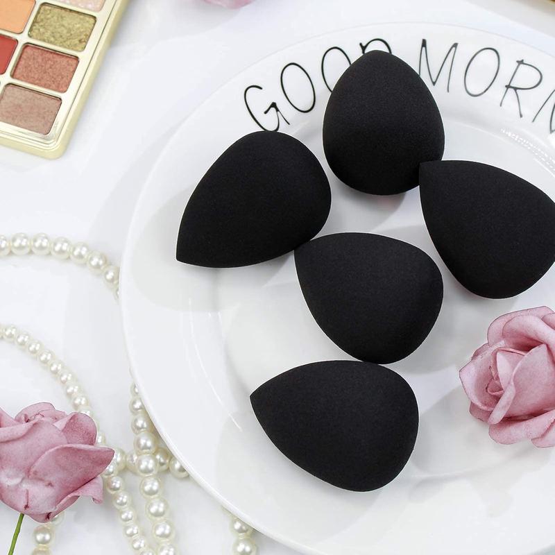 Makeup Sponge Set, 5 Pcs Foundation Blending Sponge, Beauty Sponges Flawless for Liquid, Cream, and Powder, Latex-Free and Vegan Boun Boun Makeup Sponges, Black