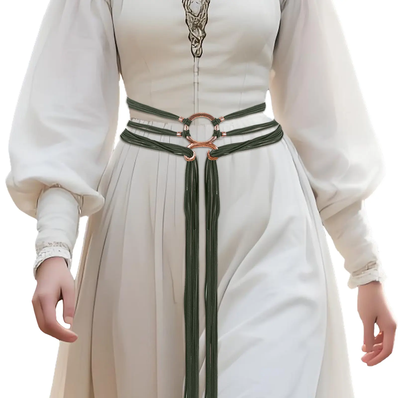 Medieval Long Rope Ring Knotted Belt for Women, Norse Witch Waist Knotted Rope Belt, Viking Renaissance Costume Accessories, Vintage Waist Belt for Halloween, Weddings, Evening Events, Parties, Festivals