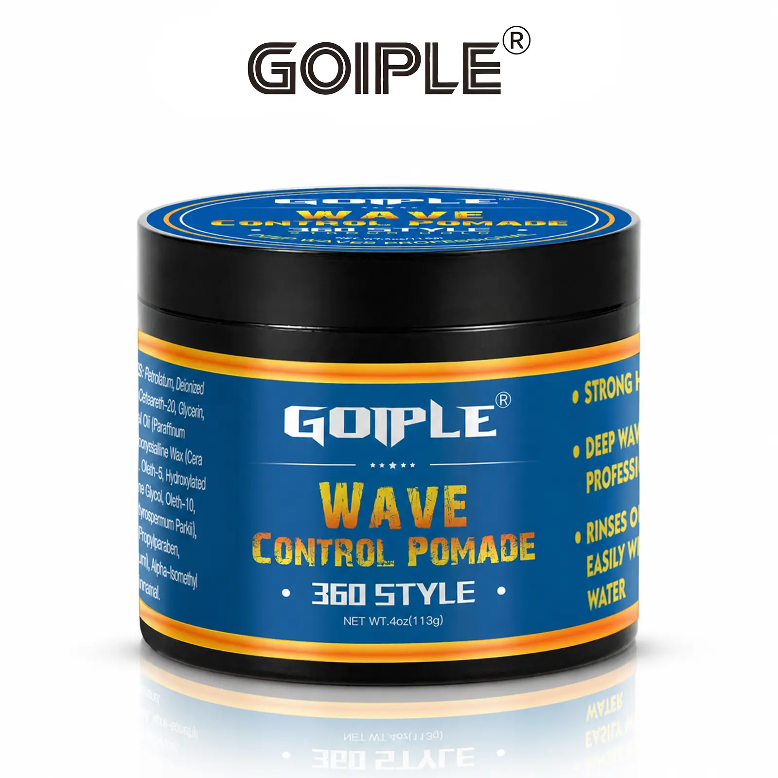 Goiple Strong Hold Wave Pomade, 360 Waves Styling Cream for Black Men, Hydrating & Easy Wash, Laid Waves with No Build up