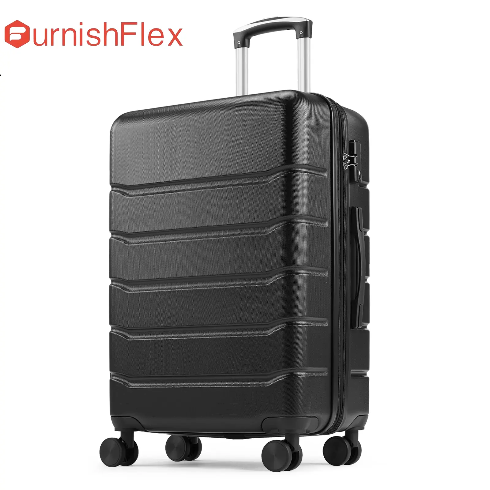 Hardshell Luggage (20-28 in) - Expandable ABS Synthetic Protective Suitcase with Spinner Wheels, TSA Lock, Zipper, Lightweight Durable for International Travel (Blue, Black), Abs Plastic