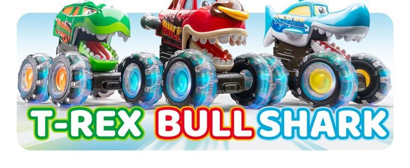 3 Pack Monster Truck Toy, Motion Activated Light-Up Cars ,Garbage Truck , Press & Go Cars for Boys Girls, Christmas Gifts for Kids Outdoor Play Baby Toy Present, Valentine's Day Gifts for Kids
