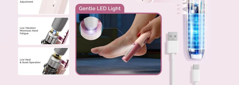 PC800G Rechargeable Feet Callus Remover, ginger nail treatment and portable foot care tool