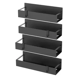 Magnetic Spice Storage Rack Organizer for Refrigerator and Oven, Dark Gray Fridge Organizers and Storage, No Drill Strong Magnetic Shelf, Space Saving Kitchen Seasoning Organizer for Home Kitchen Accessories