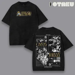 Gyro Zeppeli Steel Ball Run JoJo's Bizarre Adventure Graphic Tshirt Crewneck Sweatshirt Hoodie Tanktop Streetwear 100% Cotton Oversized Anime Fan Gift Heavyweight JJBA Aesthetic Washed Print Unisex Menswear Top Spin Technique Design