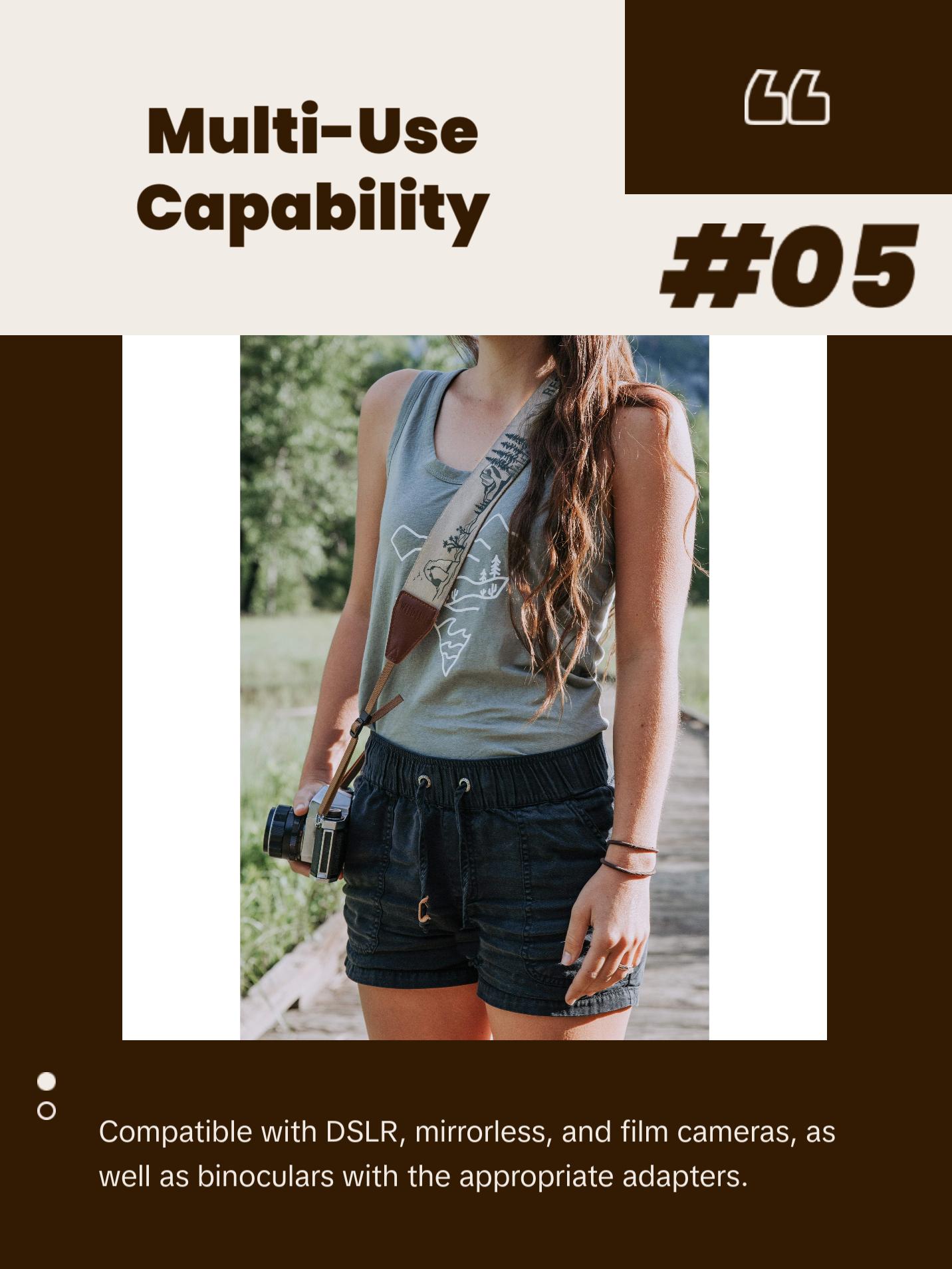 National Park Camera Strap - Leather ends, Comfortable suede, Adjustable, Compatible Connection - DSLR, Mirrorless, Film, Photographer Accessory