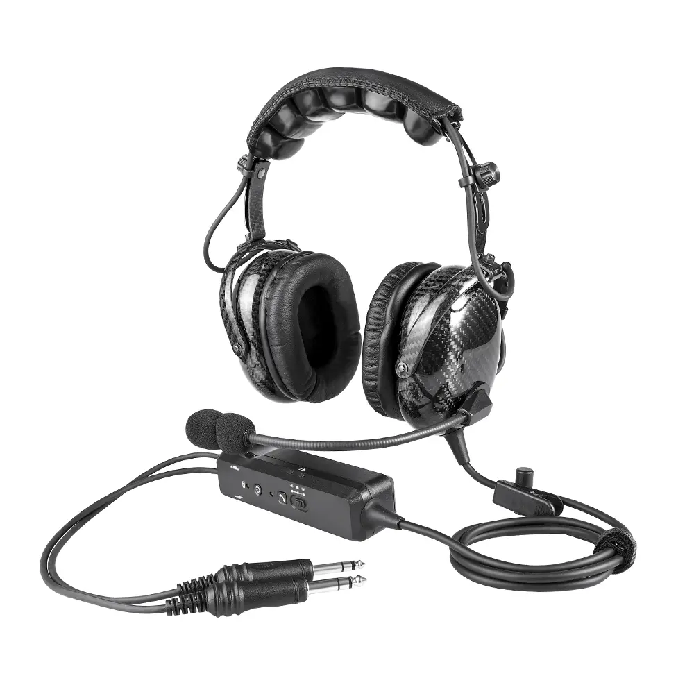 ANR Aviation Over-Ear Headset - Premium Carbon Fiber Active Noise Cancelling Wireless Headset with Bluetooth for Audio Use