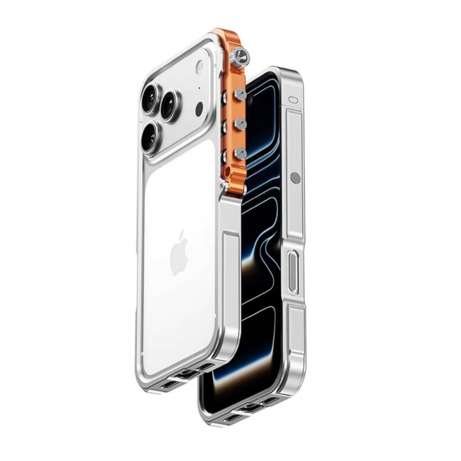 [Free !ship] Full Metal Bezel Bumper Case for iPhone 17 Pro Max16 Pro Max 17 Pro 16 Pro 16 15 14 13, Full-Frame Armor Aluminum Alloy Bumper No Back Cover, Punk armor style, Mechanical Screw Button Design, Minimalist Bare-Hand Feel Fit Lightweight