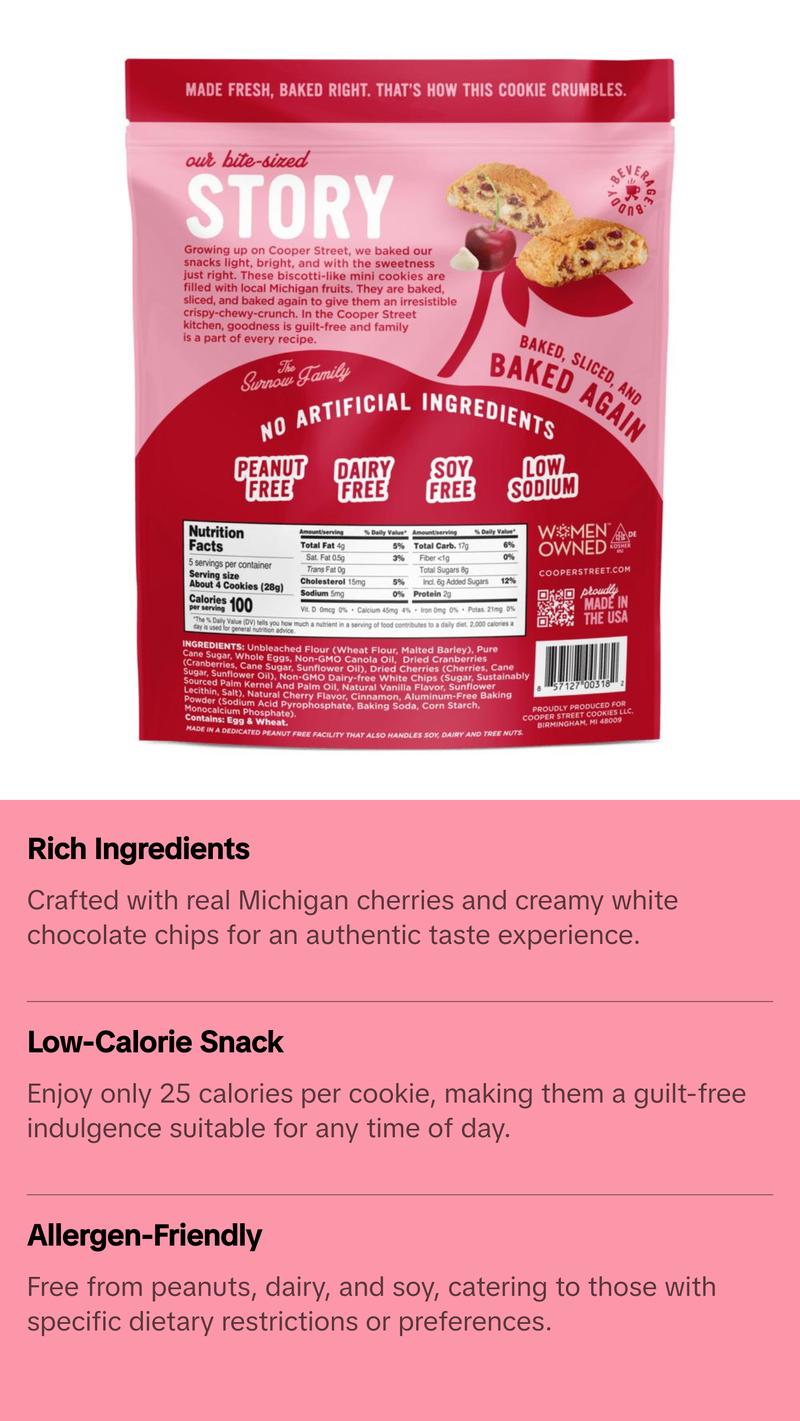 Cherry White Chip Twice Baked Cookies 5oz - 3 Pack