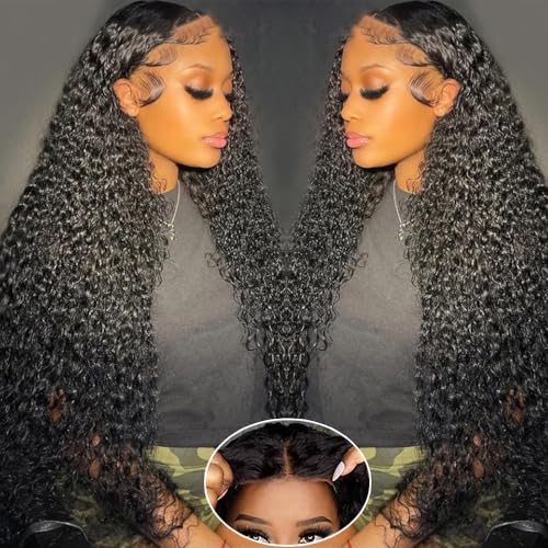 5x5 Glueless Wigs Human Hair Pre Plucked Pre Cut Water Wave 5x5 HD Lace Closure Wigs Human Hair Curly Human Hair Wig 180% Density Wear And Go Glueless Wig