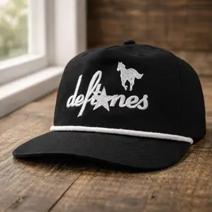 DEFTONES White PONY SnapBack Custom Embroidered Cap Hat, Rope Brim Baseball Cap, Breathable Cotton Hat Gift For Music Lovers