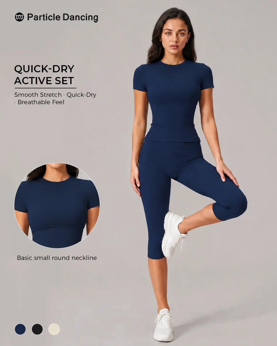Women's 2-Piece Matching Activewear Set - Short Sleeve Fitted Top & Capri Pants Women, Stretch Blend Sporty Chic Outfit for Yoga, Gym, All Seasons, Pilates Gym, 2 Piece Sets, Women's Clothes