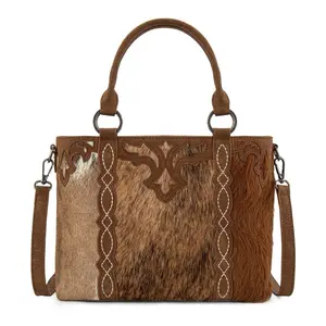 Trinity Ranch One-of-a-Kind Genuine Hair-On Cowhide Collection Concealed Carry Tote Bag