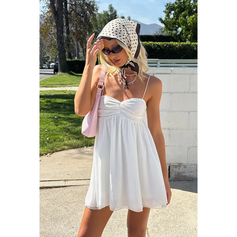 white christmas dresses Exotic Blooms Floral Chiffon Babydoll Mini Dress, Pink / S main image 0