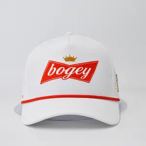 THS "Bogey" Premium Golf Cap w/ Tee Holder - Breathable Design with Embroidered American Flag & Stylish Rope Detail - Includes Free Branded Tee