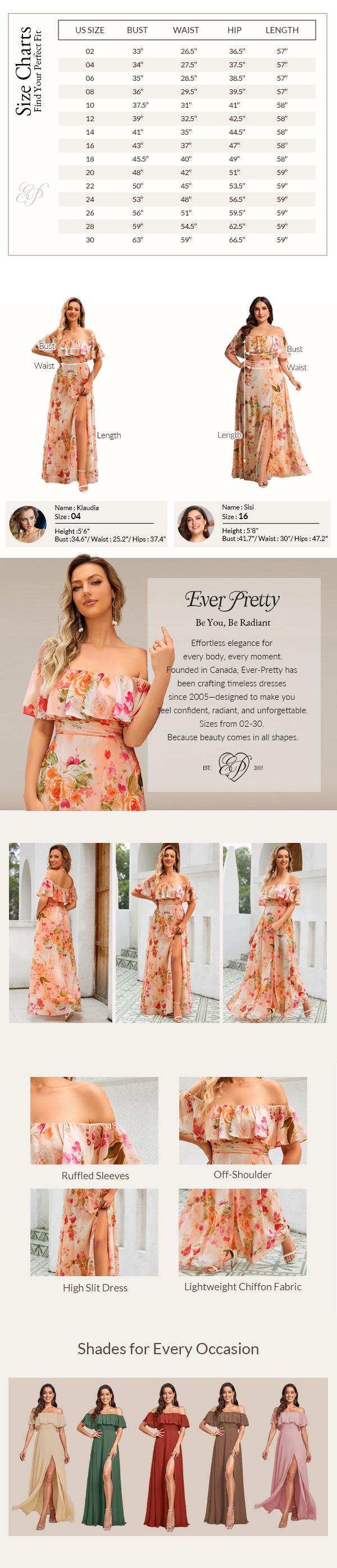 Ever-Pretty Valentine dress Spring Strapless Floral Maxi Dress with High Slit – Backless & Flowy Summer Outfit for Beach, Vacation or Wedding Guest Looks 00969 Shortsleeve Womenswear floral  dress bonita  prom  dress