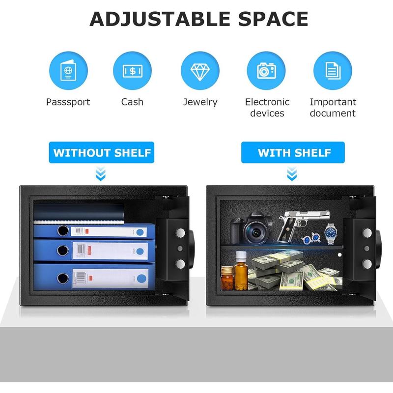 Bonsaii 2.5 Cubic Feet Security Home Safe with Digital Keypad, Security Box for Jewelry, Cash, Guns | Document Safe (14.2"x12.99"x19.7") Alarm Door Blocker