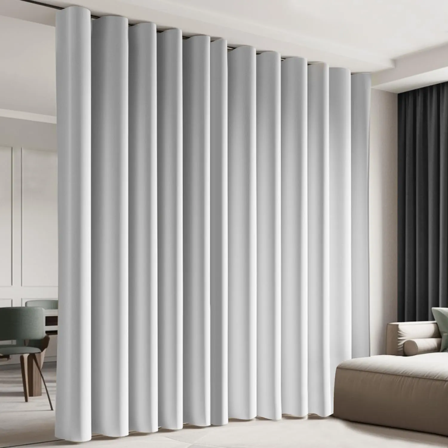 Room Divider Curtains Total Blackout Privacy Curtain Panel Room Thermal Insulated Noise Reduction Curtains for Bedroom Window Living Room Ceiling Track Curtain