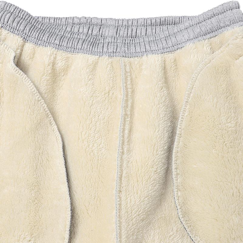 Men’s fleece-lined solid jogger pants with drawstring, casual thickened trousers as gift, men’s pants, men’s sweatpants