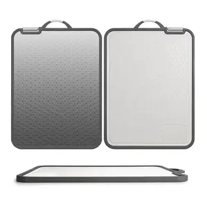 2 Pcs Double Sided Cutting Board Stainless Steel PP Chopping Board with Knife Sharpener Handle