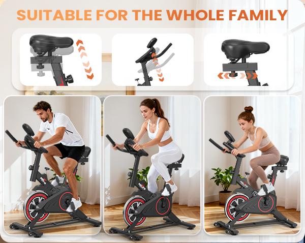 Relife Sports Stationary Exercise Bike Indoor Cycling Bike for Cardio Workout, with Comfortable Seat Cushion, LCD Monitor for Home Training Bike 330LBS Capacity of Exercise Bike with Silent Belt Drive