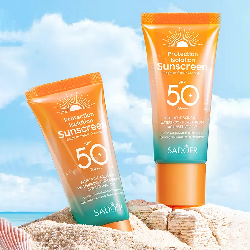 SADOER 6-in-1 Sunscreen Cream with SPF50+ PA+++, Waterproof and Sweatproof Formula for Broad Spectrum UV Protection, Beauty Products, Body, Adults, Sweat-Resistant For Gym And Travel