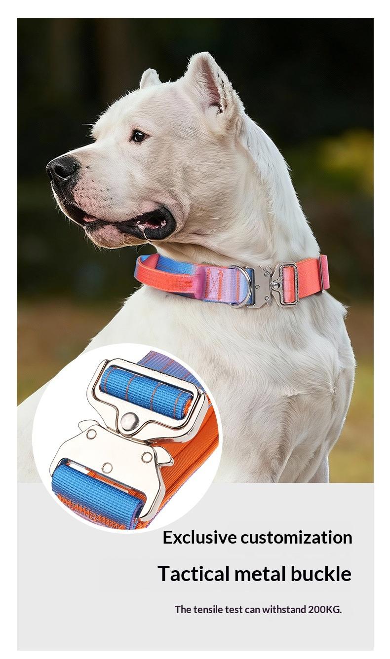 Gradient Tactical Dog Collar Heavy Duty Adjustable Pet Collar with Control Handle and Metal Buckle for Medium Large Dogs