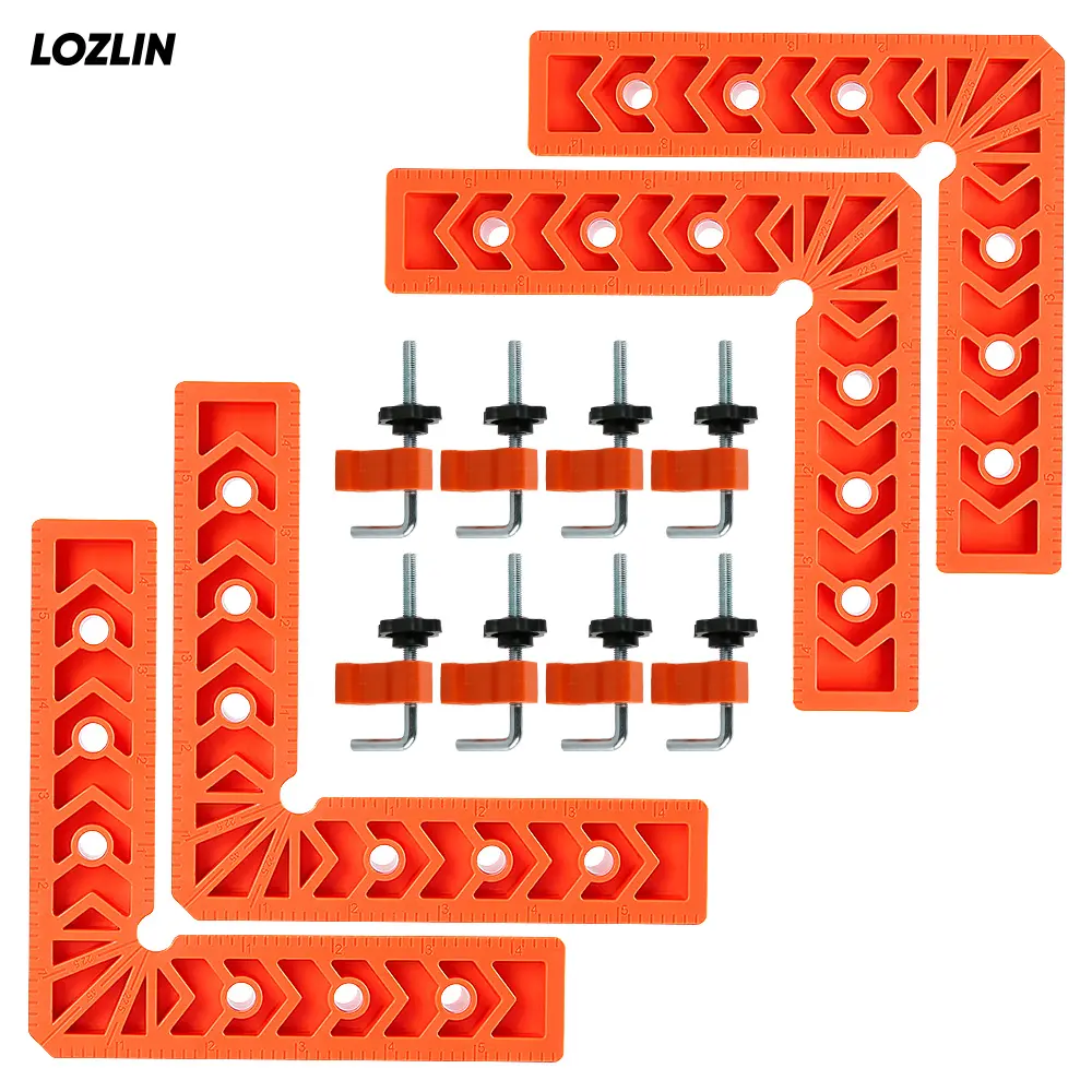 4PCS Right Angle Clamp Kit – for picture frames, boxes, Furniture, Home, cabinets or drawers & stone positioning; multi-surface adjustable fastening tool