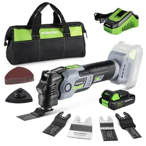WORKPRO 20V Oscillating Tool Kit, Cordless and Brushless 19,000 RPM Orbiting Multi Tool with 6 Variable Speeds, 3.6°Oscillation Angle, 21pcs Saw Accessories, 1 Rechargeable Battery and Carrying Bag
