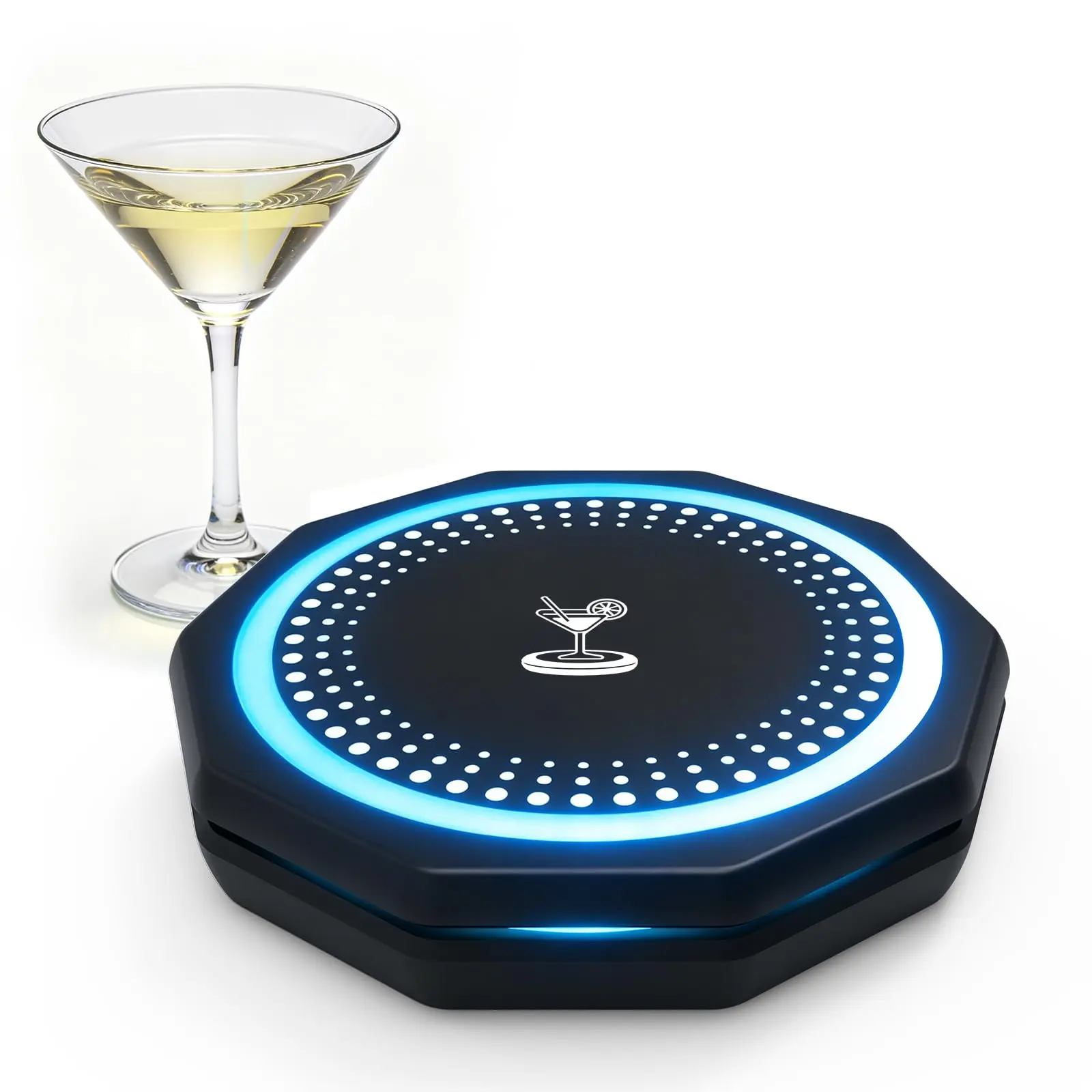 GFFKIT Modern Aluminum PC Smart Coaster Cordless Cocktail Machine - Automated Home Bar Maker with Interactive Lighting, Unlimited Recipes, Type-C Recharge, Portable for Indoor Outdoor Use, Ideal Birthday Anniversary Gift