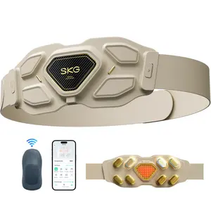 SKG Lower Back Massager for Pain Relief Deep Tissue Adjustable Cordless Heating Pad Infrared Vibrating Back Massager with Titanium Massage Head W9 Ultra