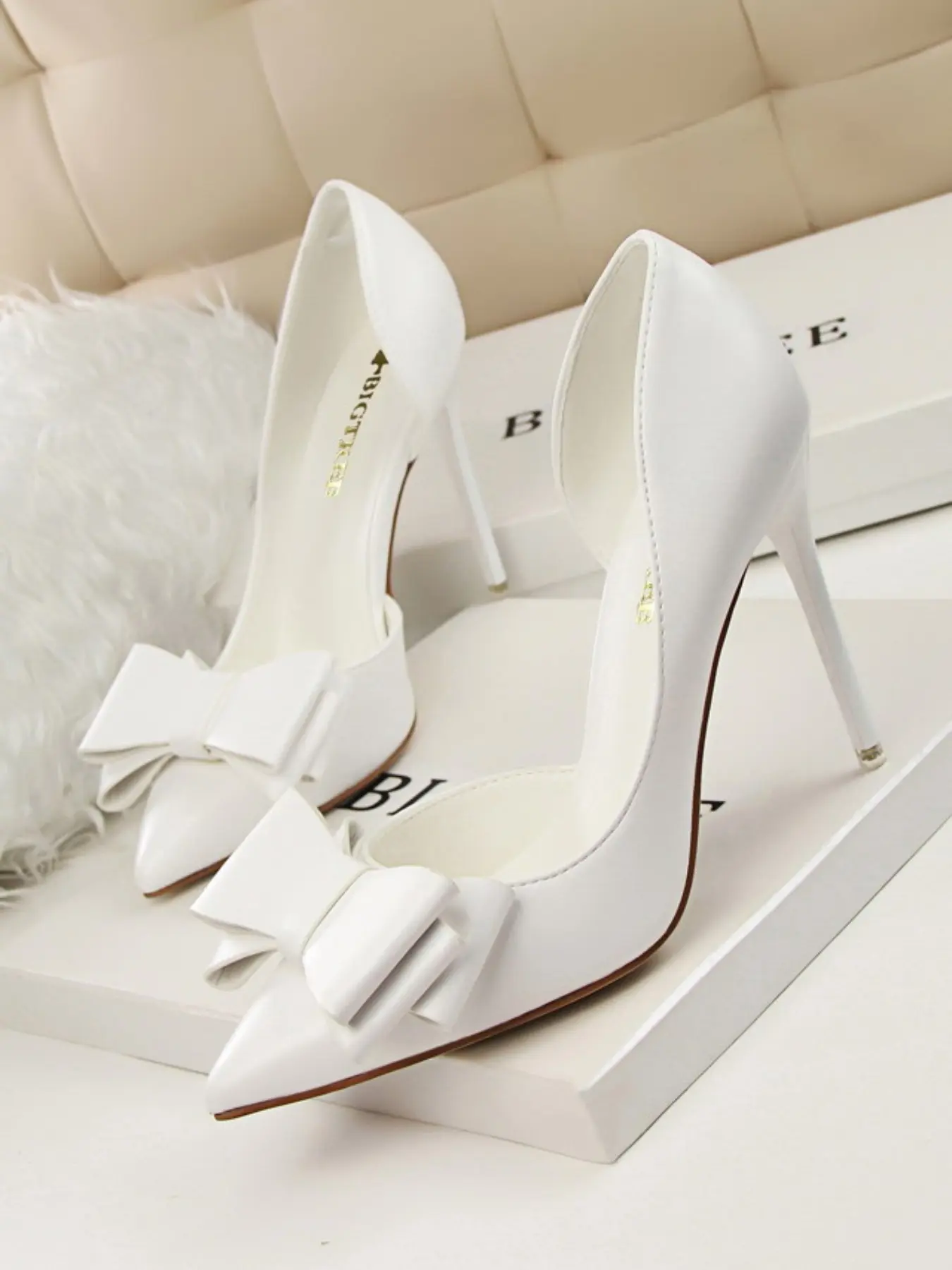 Sweet Girl Bow Pointed Toe Stiletto High Heels, Stylish Elegant Classy Casual Textile Shoes, Multiple Colors Available, Perfect for Dates and Parties, Fashion, Fashionable Party Shoes, Elegant Party Shoes, Elegant Party Footwear