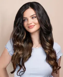 invisible clip-in hair extensions mocha balayage.