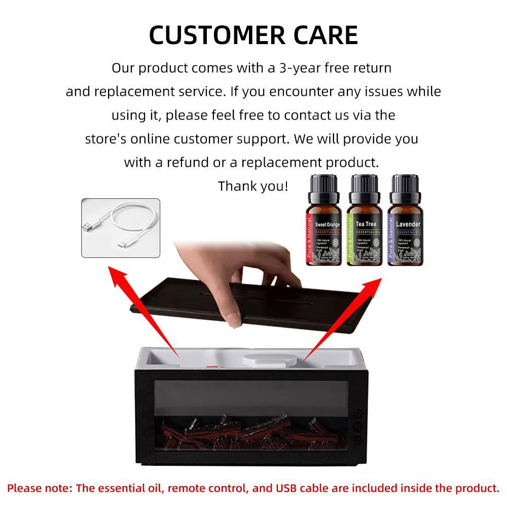 Valentine's Day Gift 300ML Flame Aroma Diffuser with Remote Control Romantic Fireplace Night Light & essential oil Humidifier for Bedroom 7 Color LED Lights humidifier