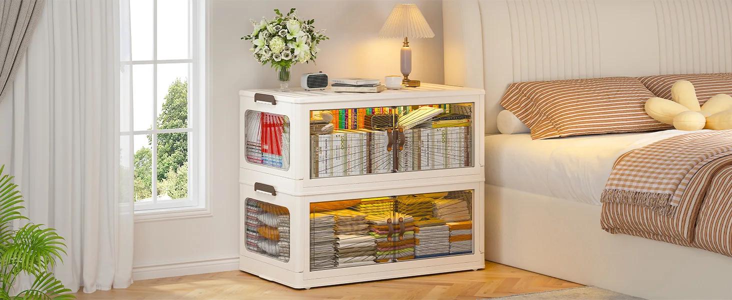 【Clearance】Raybee Multicolor Collapsible Stackable Storage Bins with Lids Wheels & Handles Modern Organizer for Home Kitchen Camping 1/2/3/4/5 Pack