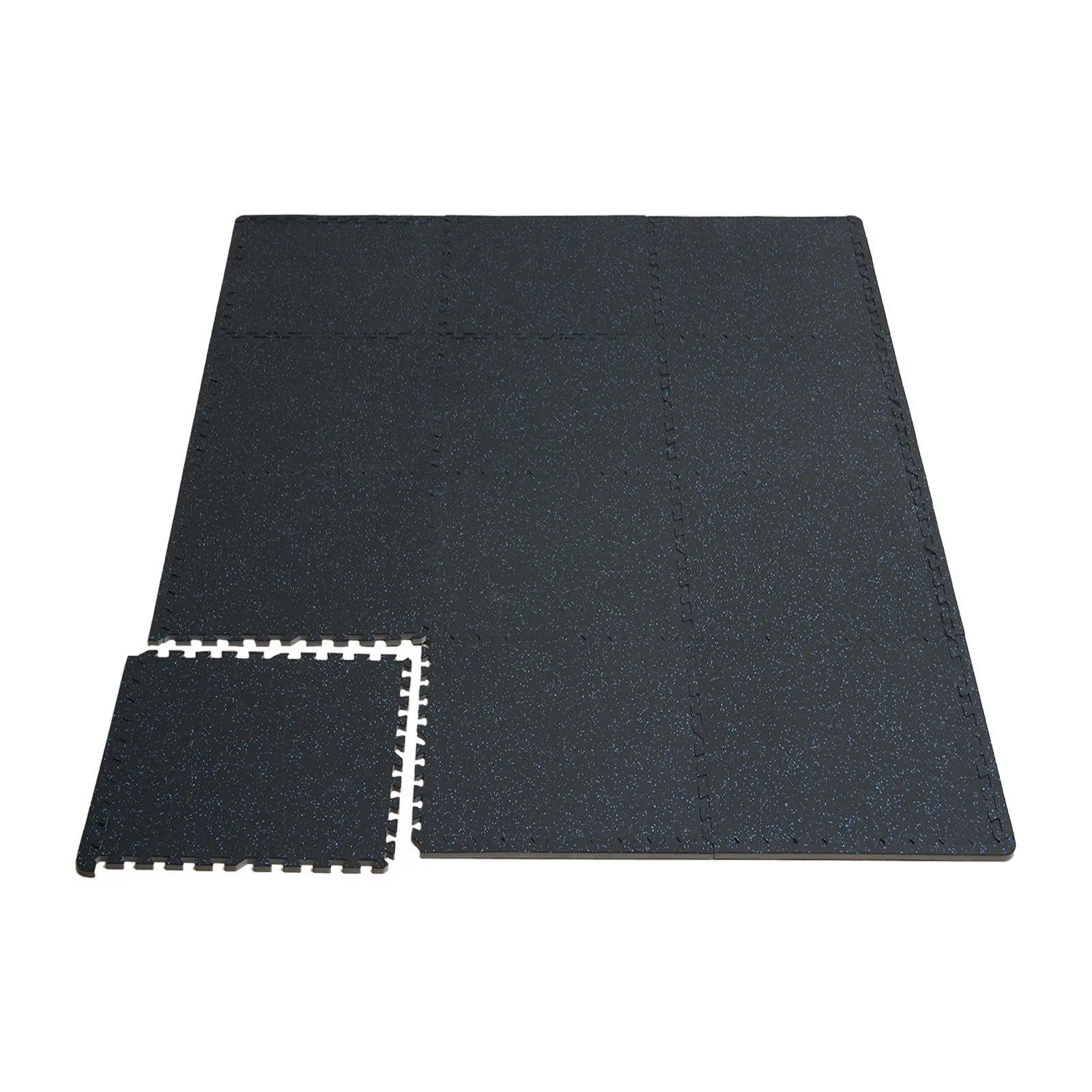 【SummerFinds】VEVOR 6 PCS 0.56" Thick Gym Floor Mats,  , 24" x 24" EVA Foam & Rubber Top Interlocking Workout Floor Mats with 24 sq.ft Coverage, Waterproof Exercise Puzzle Flooring for Gym, Home, Garage, Basement, Black & Blue
