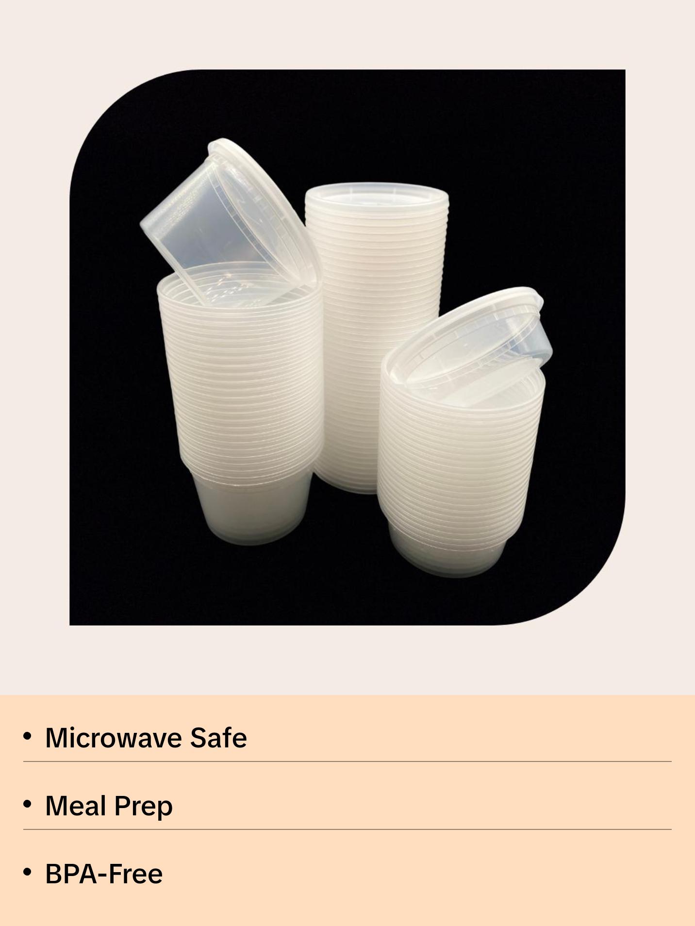 60 Pack - Deli Food Storage Containers with Lids [24-8 oz, 24-16 oz, 12-32 oz] - BPA Free, Microwave and Freezer Safe Kitchen Plastic Round Utensils