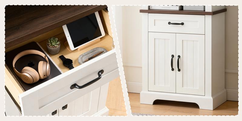 72" Wood Bookshelf with 2 File Drawers, Adjustable 4 Shelves for Home Office or Living Room Storage , White