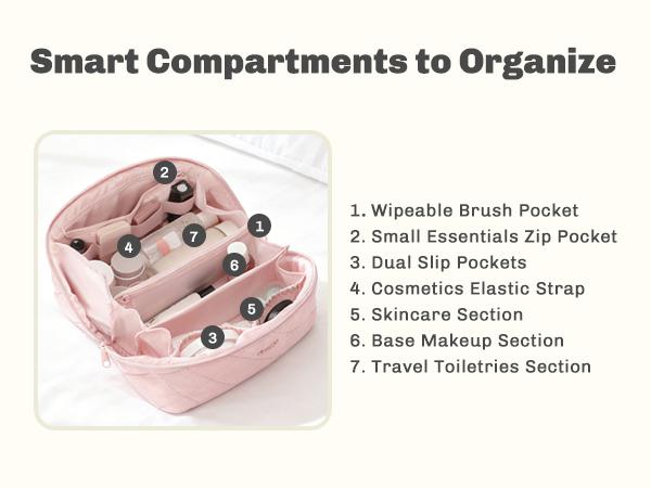 [NEW IN] HYNES EAGLE Travel Makeup Bag for Women, Water Repellent Puffy Quilted Cosmetic Organizer Pouch, Portable Wide Open Toiletry Bag for Toiletries & Brushes, Large Capacity Travel Makeup Case Black Friday