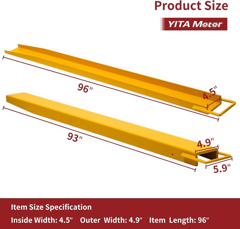 YITAMOTOR Forklift Extensions Fits, Heavy Duty Pallet Fork Extension, 72in/84in/96in Length, 1 Pair, Yellow Solution Practical