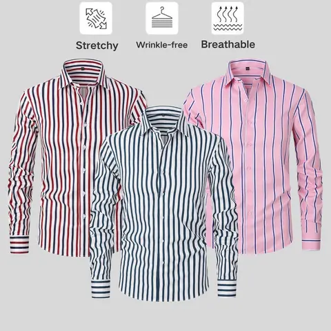 Retro Contrast Stripe Button-Down Shirt – Breathable Office & Daily Top
