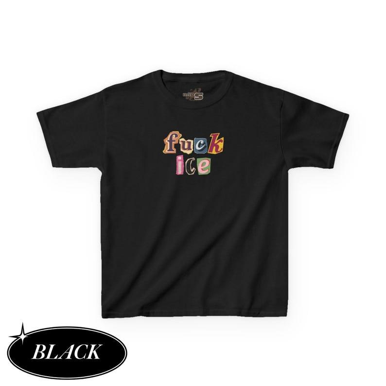 [Sale Up To 40%] Anti Ice Magazine Letter Baby Tee, Fuck ICE Y2K Baby Tee, Protect Immigrants Tee, No Human Is Illegal Top, Activist Graphic Baby Tee, FDT