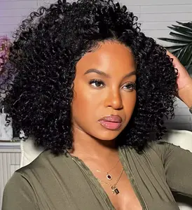 Curly Bob Wig Human Hair Glueless 13x4 Lace Front Wigs 250% Density Mongolian HD Kinky Curly Bob Lace Frontal Wigs Wet and Wavy