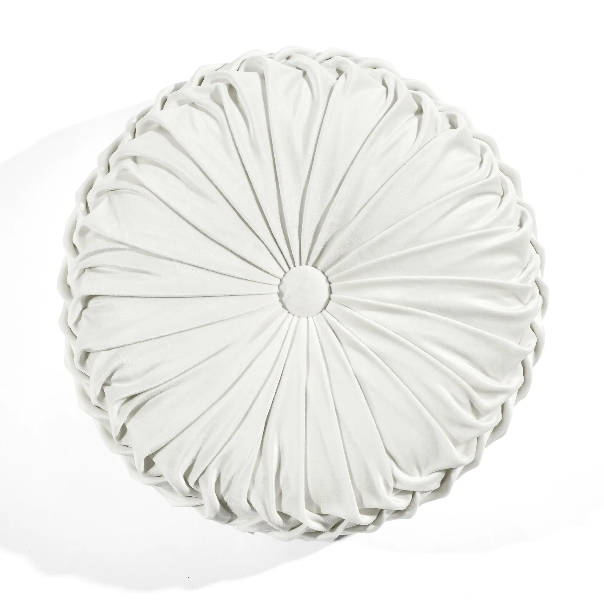 Lush Decor Round Pleated Soft Velvet Decorative Cushion - Single, 15" Diameter