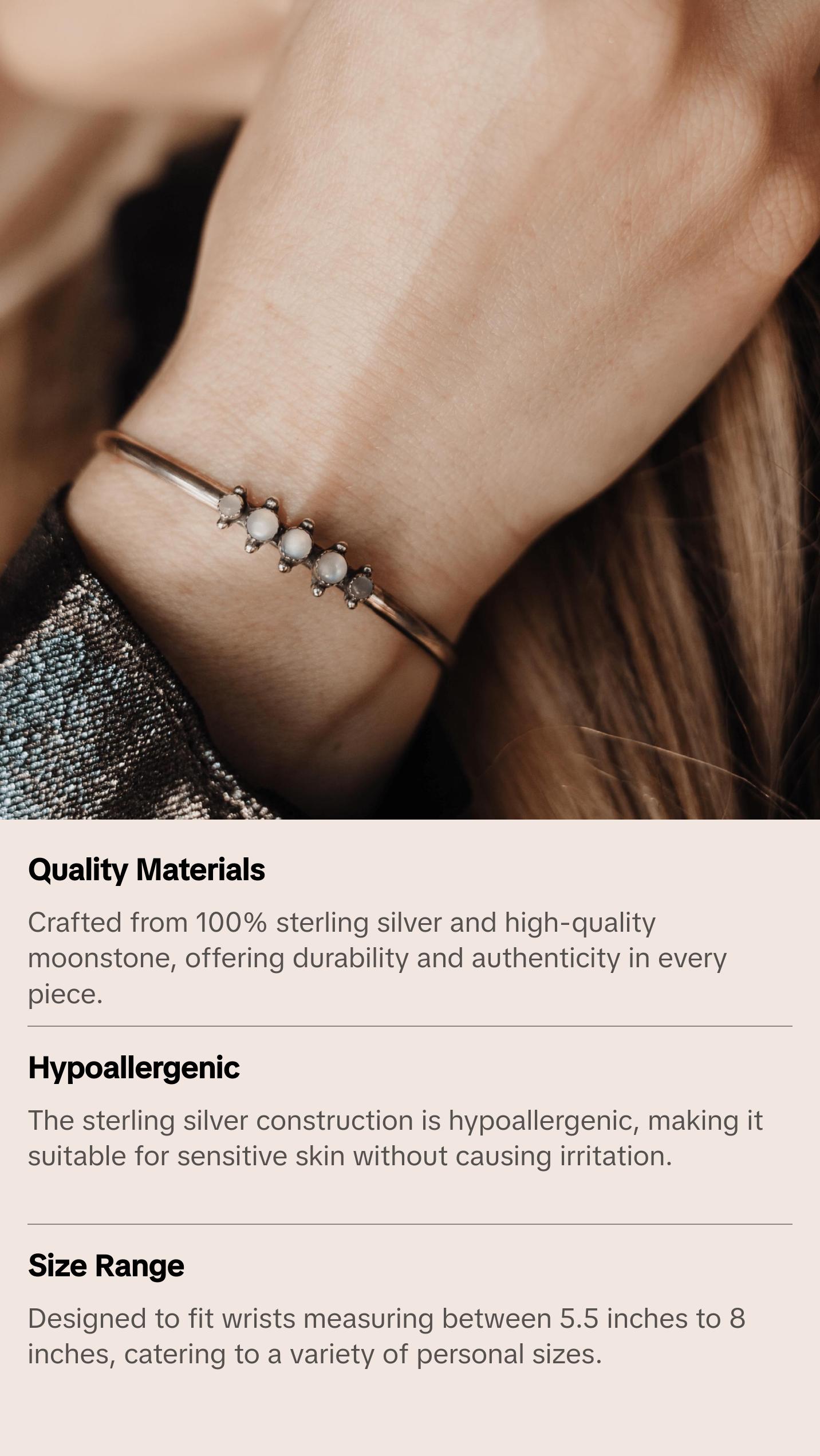 Moonstone & Sterling Silver Cuff Bracelet