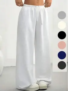 VVZ 2026 Spring Women's Casual Loose-Fit Drawstring Pants,  Comfortable Fabric Wide Leg Home Wear, Suitable for Spring Summer Fall Outdoor