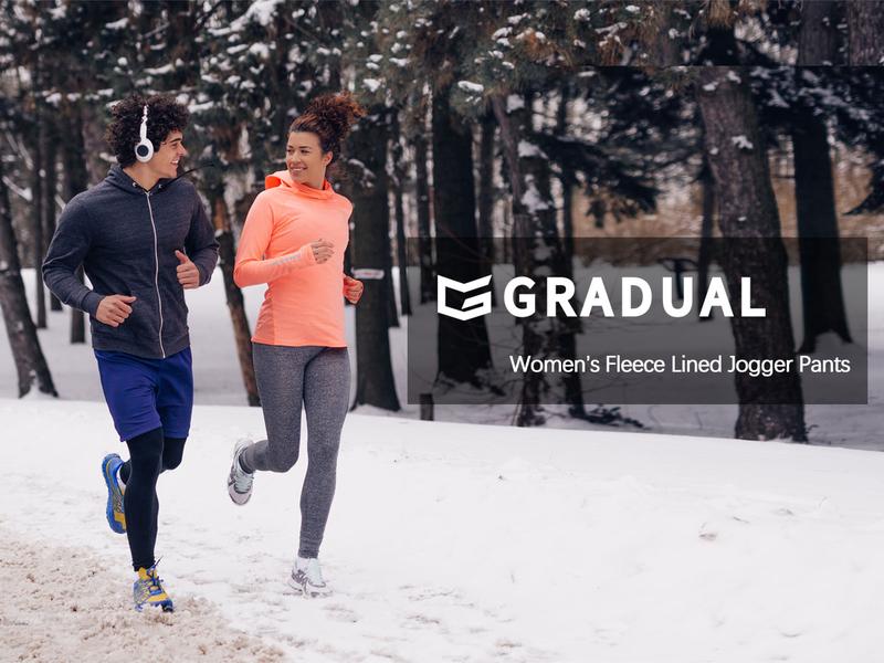 G Gradual Women's Fleece Lined Joggers Highwaist Water Resistant Warmth Winterwear Drawstring Tapered Sweatpants with Zipper Pockets for Running Athletic Workout Casual