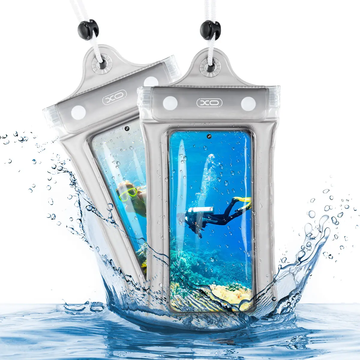 Waterproof Phone Pouch, 2 Counts Clear Waterproof Cell Phone Case Lanyard for iPhone Galaxy Up To 7",Inflatable Edge Better Buoyancy, Essential Dry Bag for Winter Swimming, Cruise Ship, Diving, Kayaking, Soak in hot springs, SPA