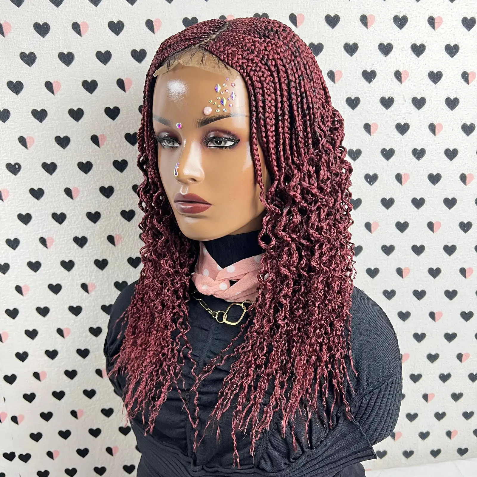 Wavy Curls Curly Braids Cornrows Box Braided Wigs C Cut Lace Closure Goddess Braids