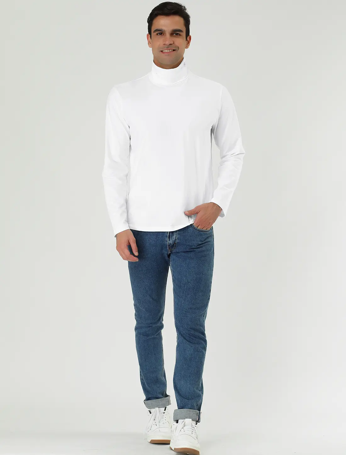 INSPIRE CHIC Men's Turtleneck Top Slim Fit Long Sleeve Pullover Turtle Neck Shirt