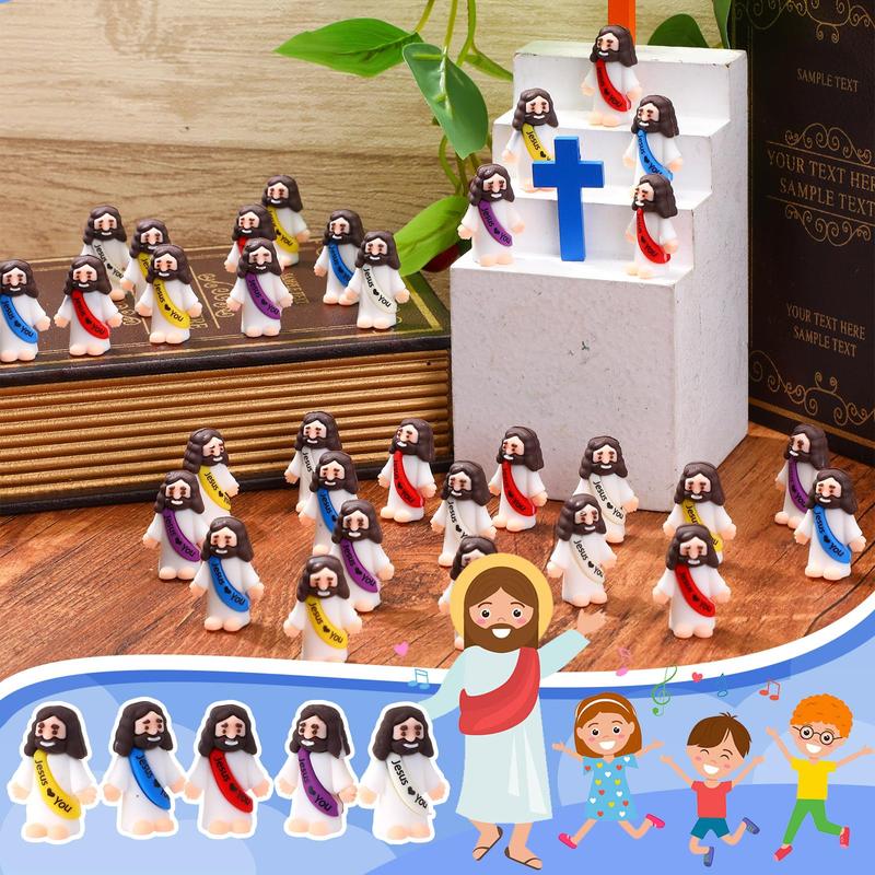 Bememo 30 Pcs Little Jesus Figures Original Design Jesus Love You Mini Rubber Toys to Hide and Seek Christmas Religious Party Favors Sunday School Baptism Gifts(Lively Colors)